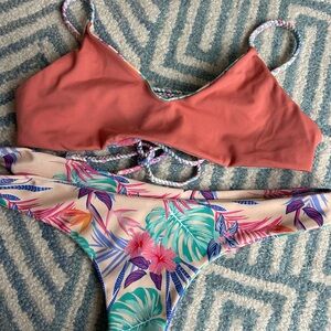 Coral and Tropical Print Bikini
